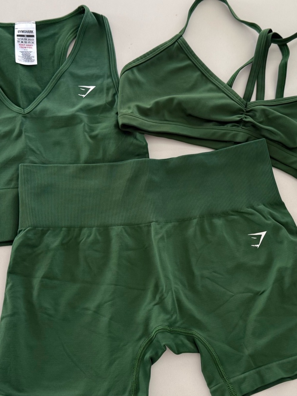 Gymshark Green Seamless Sports Bra and High-Waist Shorts Set - Picture 2 of 6